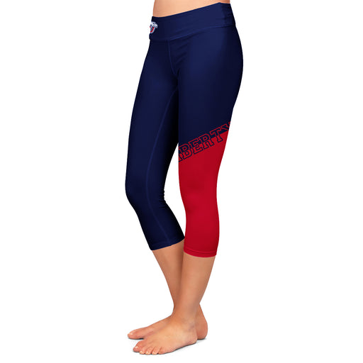 Liberty Flames Vive La Fete Game Day Collegiate Leg Color Block Women Blue Red Capri Leggings - Vive La Fête - Online Apparel Store