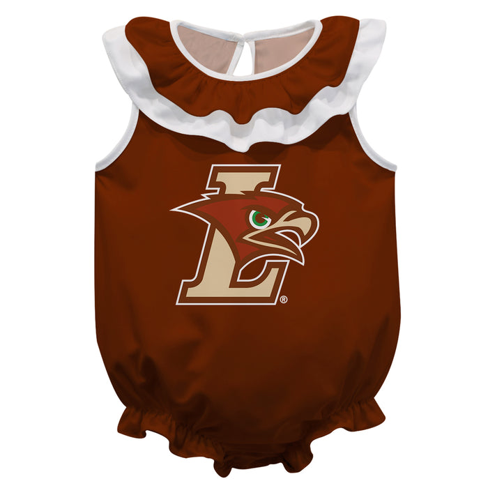 Lehigh University Mountain Hawks Brown Sleeveless Ruffle Onesie Logo Bodysuit