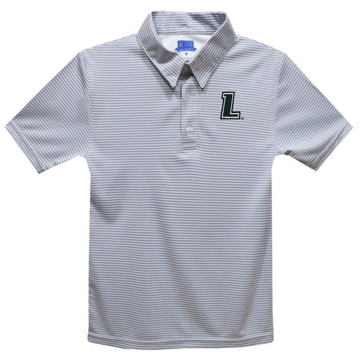 Loyola University Maryland Greyhounds Embroidered Gray Stripes Short Sleeve Polo Box Shirt