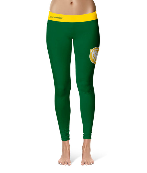 Southeastern Louisiana Lions Vive La Fete Game Day Collegiate Logo on Thigh Green Women Yoga Leggings 2.5 Waist Tights