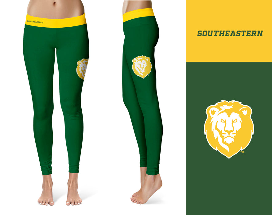 Southeastern Louisiana Lions Vive La Fete Game Day Collegiate Logo on Thigh Green Women Yoga Leggings 2.5 Waist Tights - Vive La Fête - Online Apparel Store