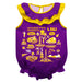 LSU Tigers  Yellow Hand Sketched Vive La Fete Impressions Artwork Sleeveless Ruffle Onesie Bodysuit