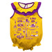 LSU Tigers  Purple Hand Sketched Vive La Fete Impressions Artwork Sleeveless Ruffle Onesie Bodysuit