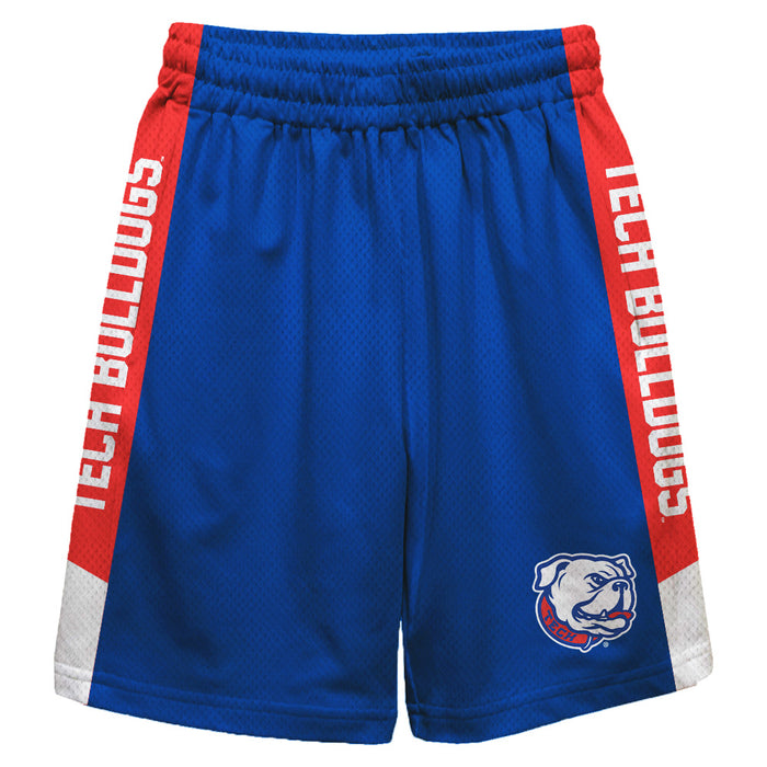 Louisiana Tech Bulldogs Vive La Fete Game Day Blue Stripes Boys Solid Red Athletic Mesh Short