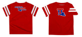 Louisiana Tech Bulldogs Vive La Fete Boys Game Day Red Short Sleeve Tee with Stripes on Sleeves - Vive La Fête - Online Apparel Store
