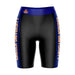 Lincoln University Lions LU Vive La Fete Game Day Logo on Waistband and Blue Stripes Black Women Bike Short 9 Inseam