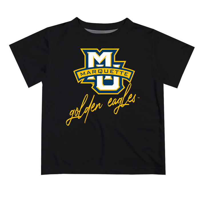 Marquette Golden Eagles Vive La Fete Script V1 Black Short Sleeve Tee Shirt