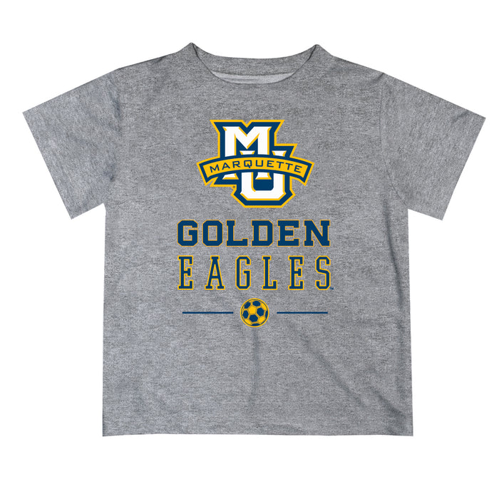 Marquette Golden Eagles Vive La Fete Soccer V1 Heather Gray Short Sleeve Tee Shirt