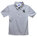 Michigan State Spartans Embroidered Gray Stripes Short Sleeve Polo Box Shirt