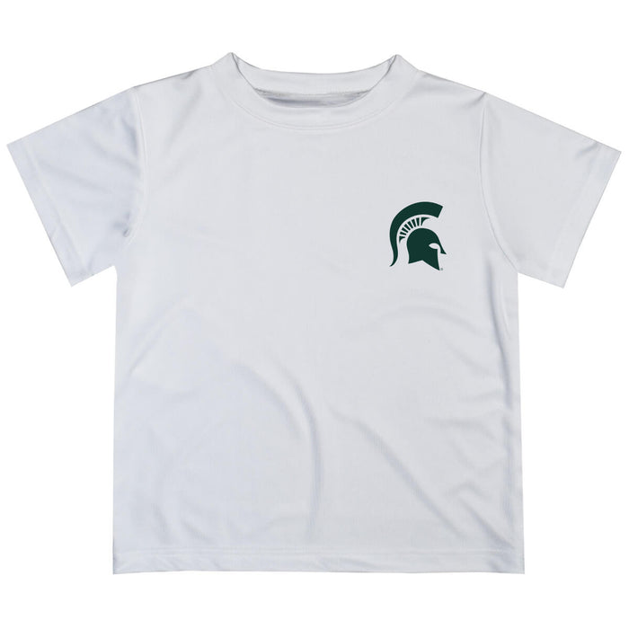 Michigan State Spartans Hand Sketched Vive La Fete Impressions Artwork Boys White Short Sleeve Tee Shirt