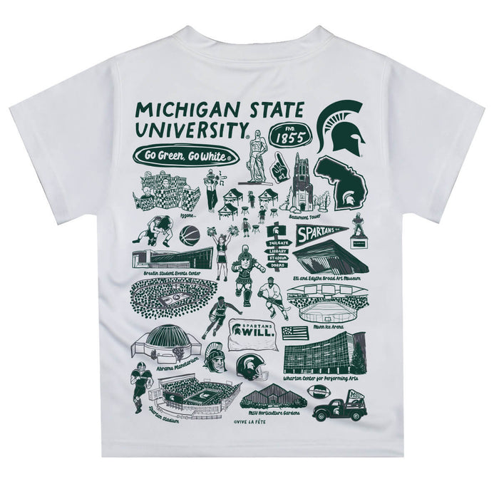 Michigan State Spartans Hand Sketched Vive La Fete Impressions Artwork Boys Green Short Sleeve Tee Shirt - Vive La Fête - Online Apparel Store