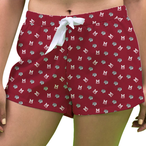 Morehouse Maroon Tigers Vive La Fete Game Day All Over Logo Women Maroon Lounge Shorts