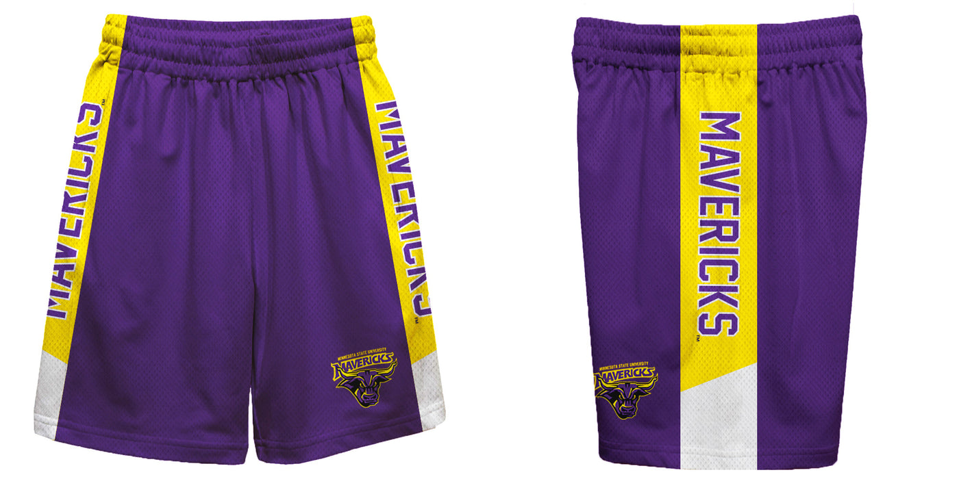 Minnesota State Mavericks Vive La Fete Game Day Purple Stripes Boys Solid Gold Athletic Mesh Short - Vive La Fête - Online Apparel Store