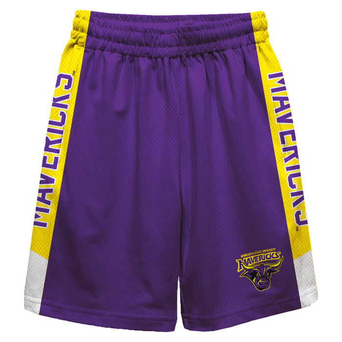 Minnesota State Mavericks Vive La Fete Game Day Purple Stripes Boys Solid Gold Athletic Mesh Short