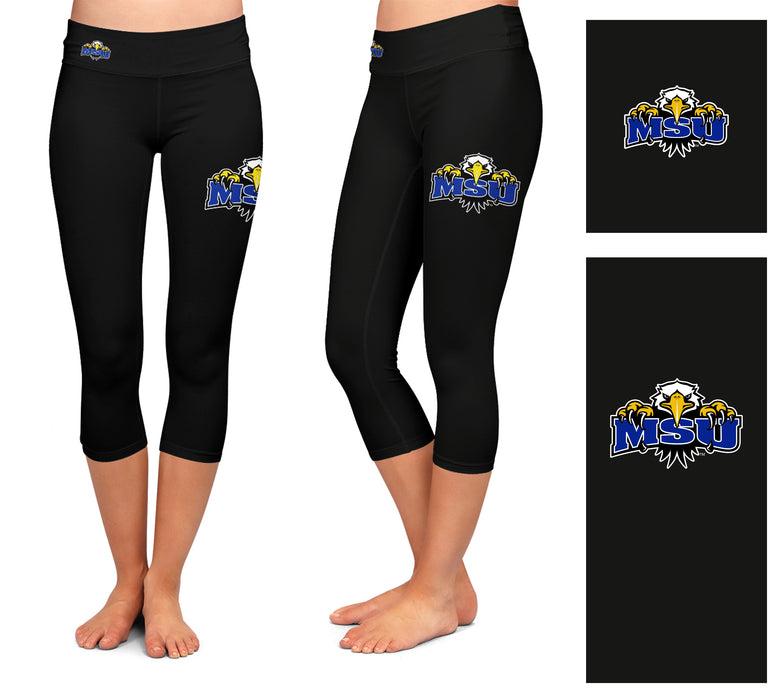 Morehead State Eagles Vive La Fete Game Day Collegiate Large Logo on Thigh and Waist Youth Black Capri Leggings - Vive La Fête - Online Apparel Store