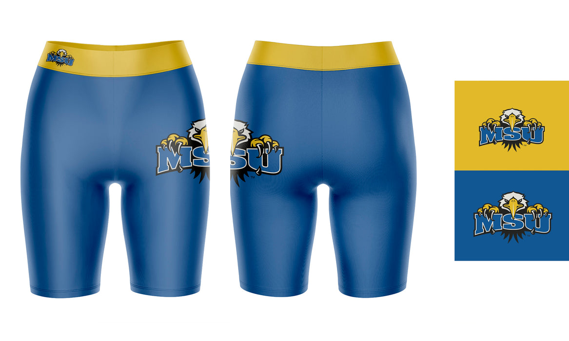 Morehead State Eagles Vive La Fete Game Day Logo on Thigh and Waistband Blue and Gold Women Bike Short 9 Inseam - Vive La Fête - Online Apparel Store