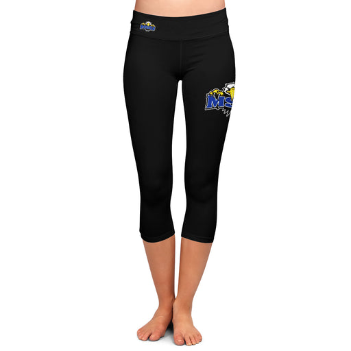 Morehead State Eagles Vive La Fete Game Day Collegiate Large Logo on Thigh and Waist Women Black Capri Leggings