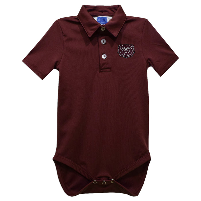 Missouri State Bears Embroidered Maroon Solid Knit Polo Onesie