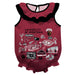 University of Montana Grizzlies  Maroon Hand Sketched Vive La Fete Impressions Artwork Sleeveless Ruffle Onesie Bodysuit