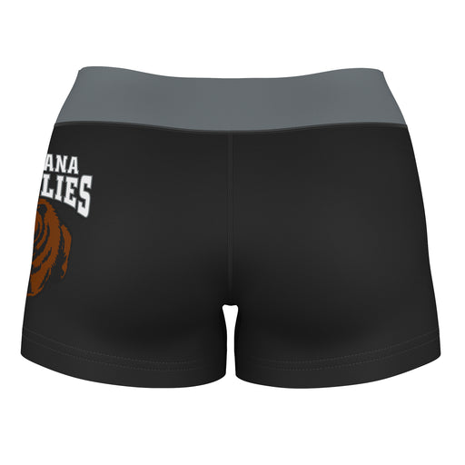 Montana Grizzlies UMT Vive La Fete Logo on Thigh & Waistband Black & Gray Women Yoga Booty Workout Shorts 3.75 Inseam - Vive La Fête - Online Apparel Store