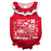 University of Nebraska Huskers  Red Hand Sketched Vive La Fete Impressions Artwork Sleeveless Ruffle Onesie Bodysuit