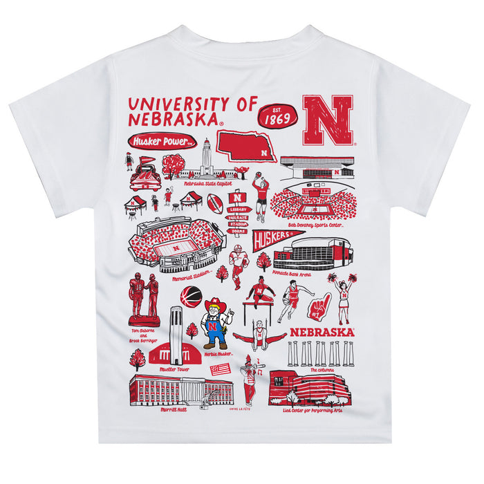 University of Nebraska Huskers Hand Sketched Vive La Fete Impressions Artwork Boys Red Short Sleeve Tee Shirt - Vive La Fête - Online Apparel Store