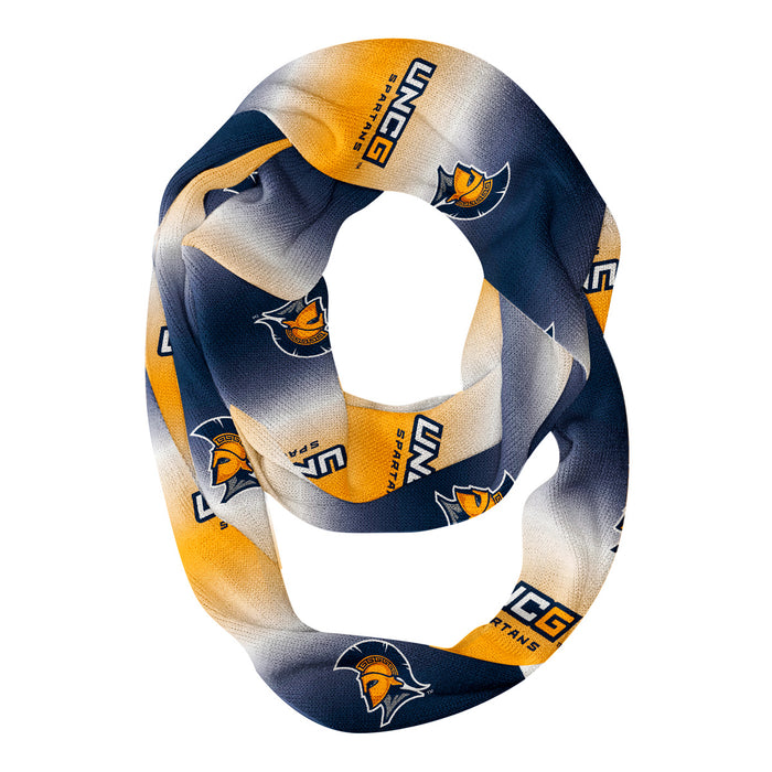 UNC Greensboro Spartans Vive La Fete All Over Logo Game Day Collegiate Women Ultra Soft Knit Infinity Scarf