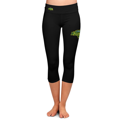 NDSU Bison Vive La Fete Game Day Collegiate Large Logo on Thigh and Waist Women Black Capri Leggings