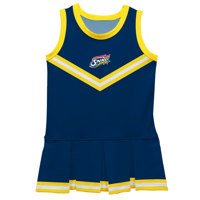 Southern New Hampshire University Penmen Vive La Fete Game Day Blue Sleeveless Cheerleader Dress