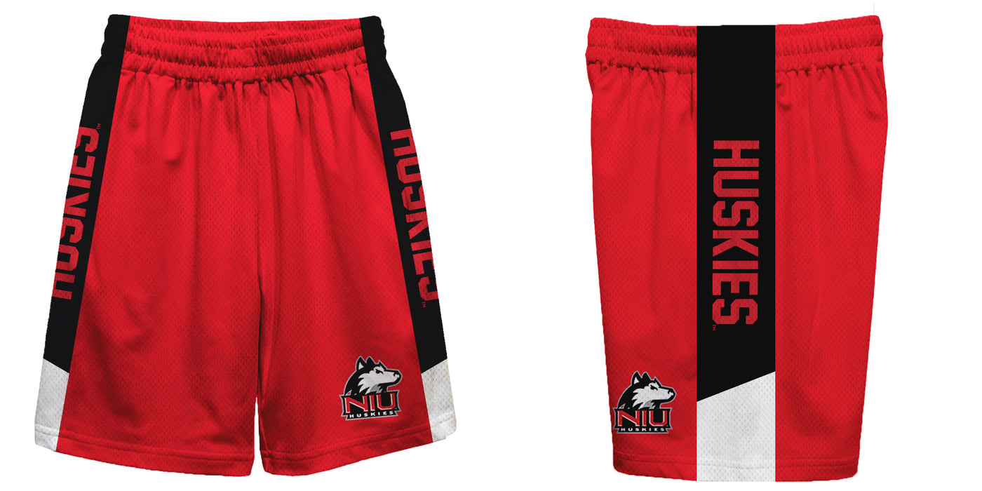 Northern Illinois Huskies Vive La Fete Game Day Red Stripes Boys Solid Black Athletic Mesh Short - Vive La Fête - Online Apparel Store