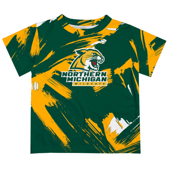 NMU Northern Michigan Wildcats Vive La Fete Boys Game Day Green Short Sleeve Tee Paint Brush