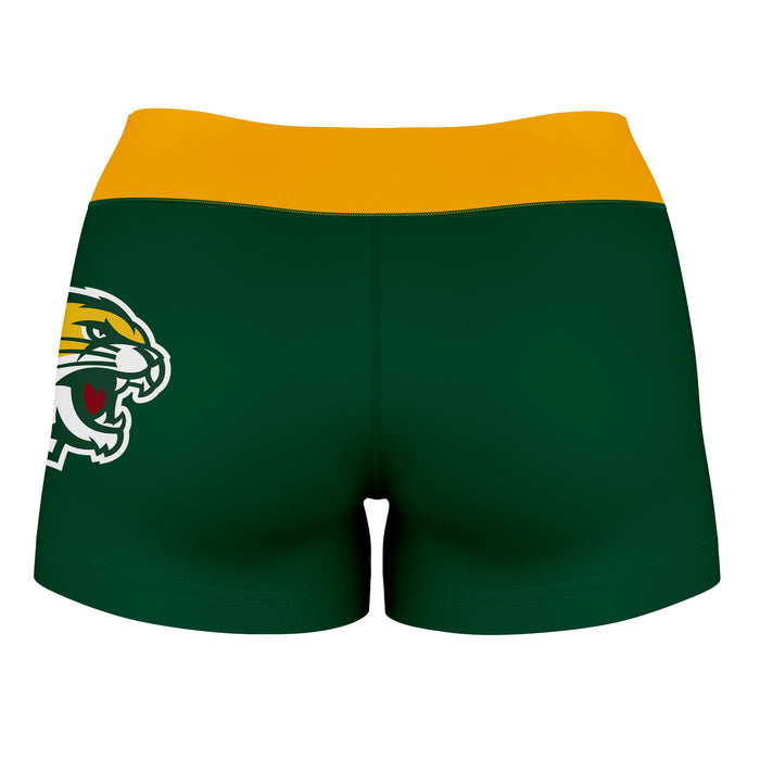 NMU Wildcats Vive La Fete Logo on Thigh & Waistband Green Gold Women Yoga Booty Workout Shorts 3.75 Inseam - Vive La Fête - Online Apparel Store