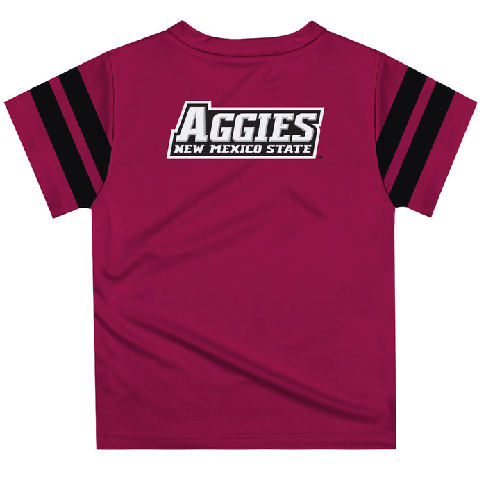 New Mexico State University Aggies Vive La Fete Boys Game Day Crimson Short Sleeve Tee with Stripes on Sleeves - Vive La Fête - Online Apparel Store