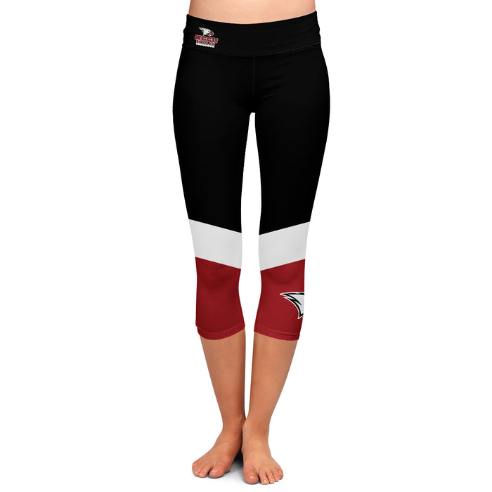 NCCU Eagles Vive La Fete Game Day Collegiate Ankle Color Block Girls Black Maroon Capri Leggings