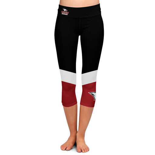 NCCU Eagles Vive La Fete Game Day Collegiate Ankle Color Block Women Black Maroon Capri Leggings