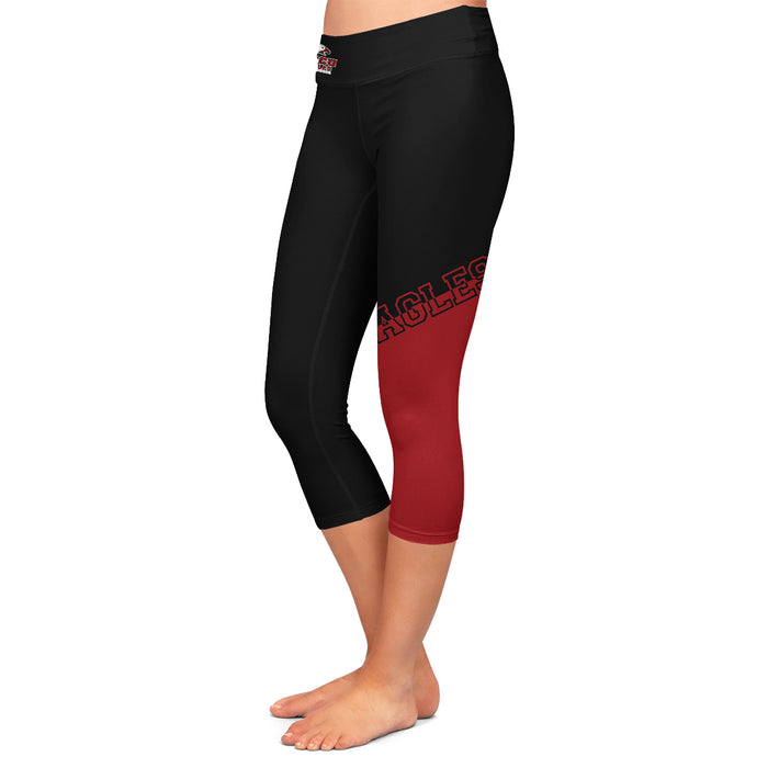 NCCU Eagles Vive La Fete Game Day Collegiate Leg Color Block Women Black Maroon Capri Leggings - Vive La Fête - Online Apparel Store