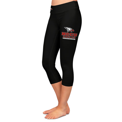 NCCU Eagles Vive La Fete Game Day Collegiate Large Logo on Thigh and Waist Women Black Capri Leggings - Vive La Fête - Online Apparel Store