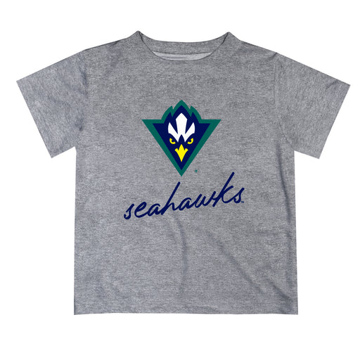 UNC Wilmington Seahawks UNCW Vive La Fete Script V1 Heather Gray Short Sleeve Tee Shirt