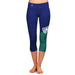 UNC Wilmington Seahawks UNCW Vive La Fete Game Day Collegiate Leg Color Block Women Blue Teal Capri Leggings