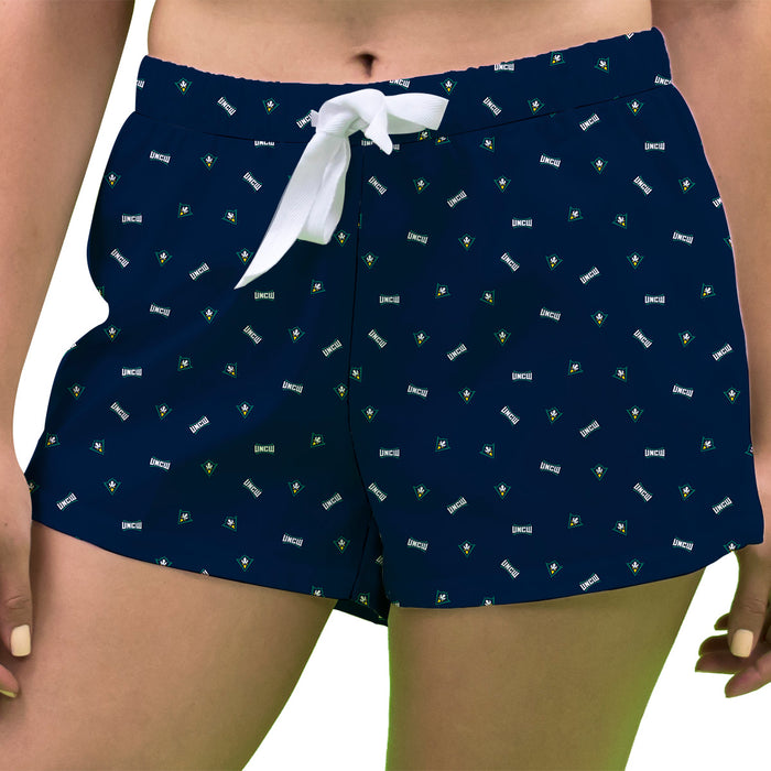 UNC Wilmington Seahawks UNCW Vive La Fete Game Day All Over Logo Women Blue Lounge Shorts