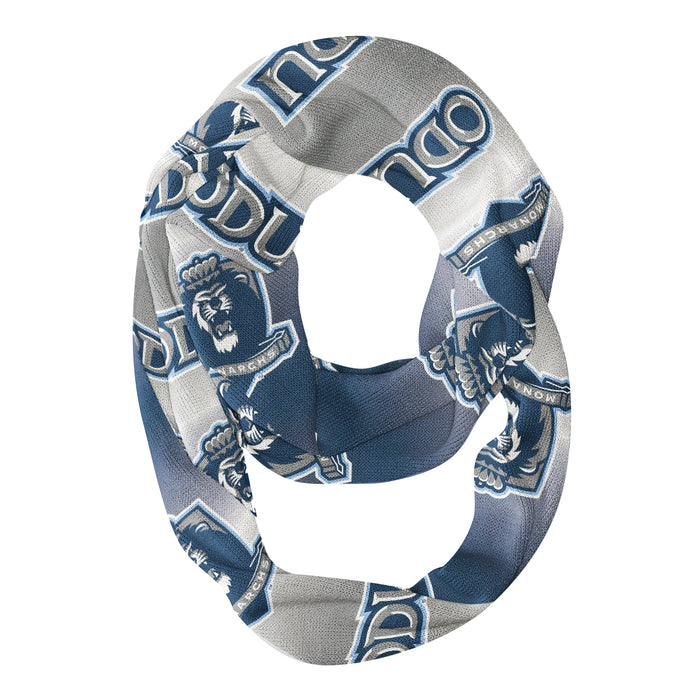 Old Dominion Monarchs Vive La Fete All Over Logo Game Day Collegiate Women Ultra Soft Knit Infinity Scarf