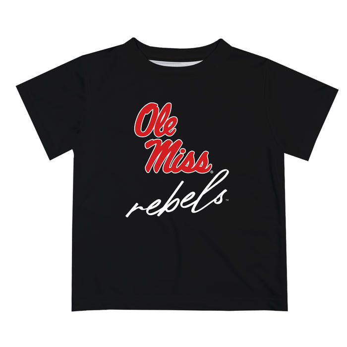 Ole Miss Rebels Vive La Fete Script V1 Black Short Sleeve Tee Shirt