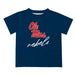 Ole Miss Rebels Vive La Fete Script V1 Navy Short Sleeve Tee Shirt