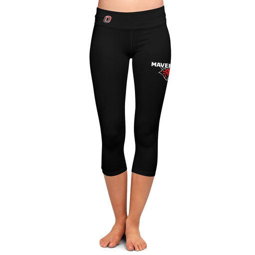 Omaha Mavericks Vive La Fete Game Day Collegiate Large Logo on Thigh and Waist Women Black Capri Leggings