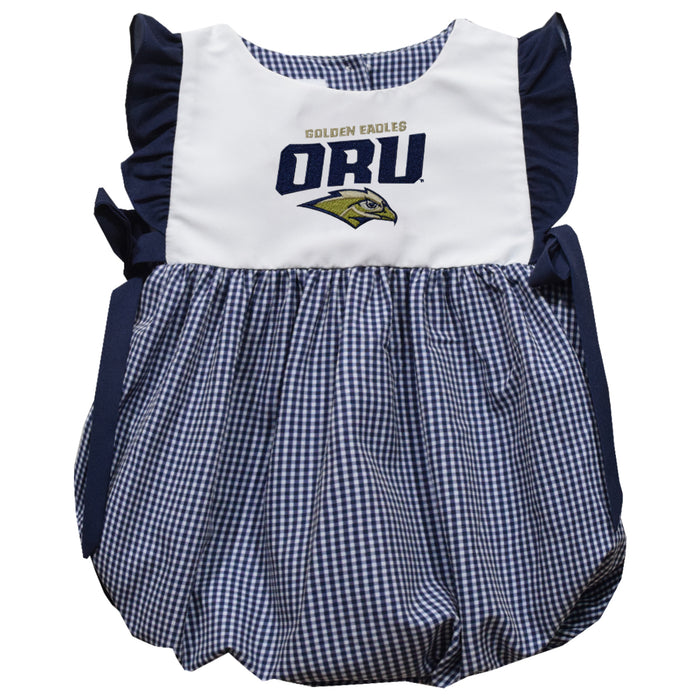 Oral Roberts University Golden Eagles Embroidered Navy Gingham Bubble