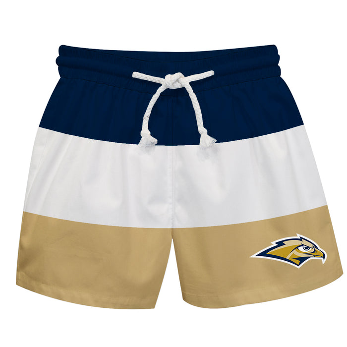 Oral Roberts Golden Eagles Vive La Fete Navy White Gold Stripes Swimtrunks V1