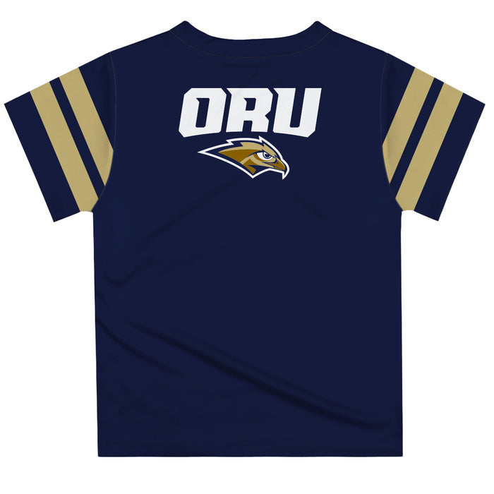 Oral Roberts Golden Eagles Vive La Fete Boys Game Day Navy Short Sleeve Tee with Stripes on Sleeves - Vive La Fête - Online Apparel Store