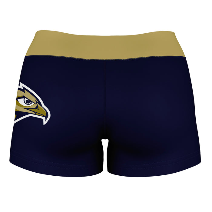 Oral Roberts Golden Eagles Vive La Fete Logo on Thigh & Waistband Navy Gold Women Yoga Booty Workout Shorts 3.75 Inseam - Vive La Fête - Online Apparel Store