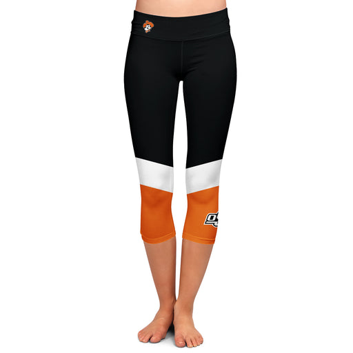 OSU Cowboys Vive La Fete Game Day Collegiate Ankle Color Block Women Black Orange Capri Leggings