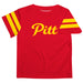 Pittsburgh State University Gorillas Vive La Fete Boys Game Day Crimson Short Sleeve Tee with Stripes on Sleeves